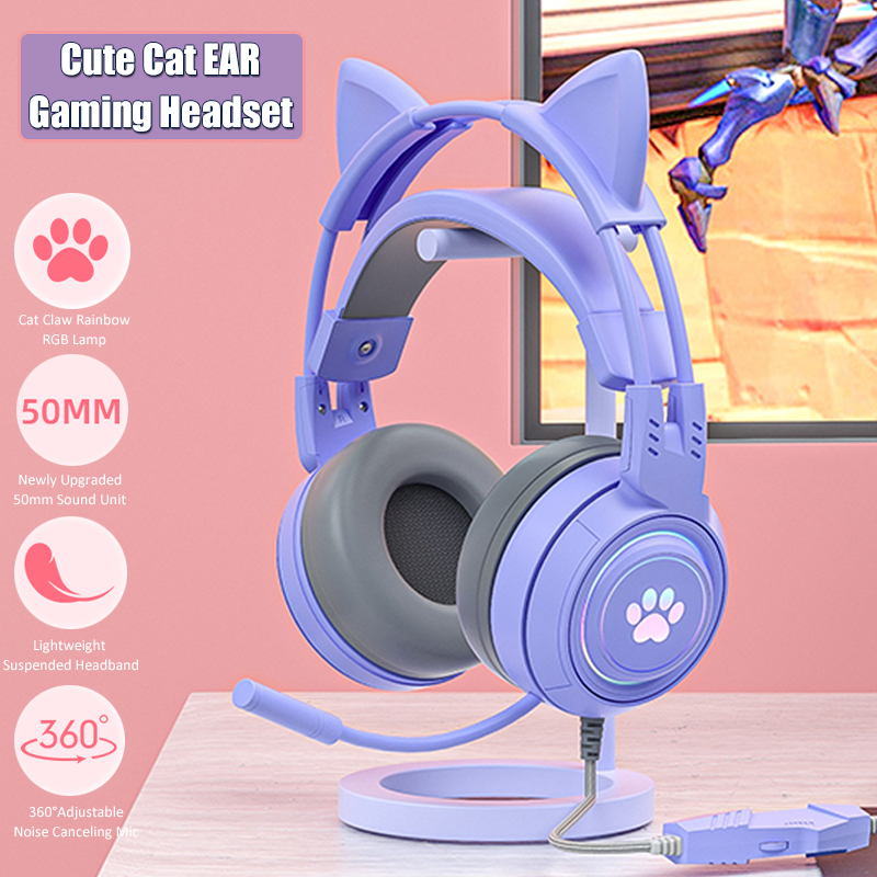 Gaming Accessories Monitor - Auriculares con orejas de gato para